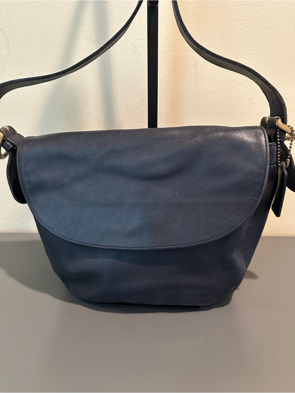 Rare Vintage Coach Carlton 4132 Ocean Blue Leather Shoulder Bag